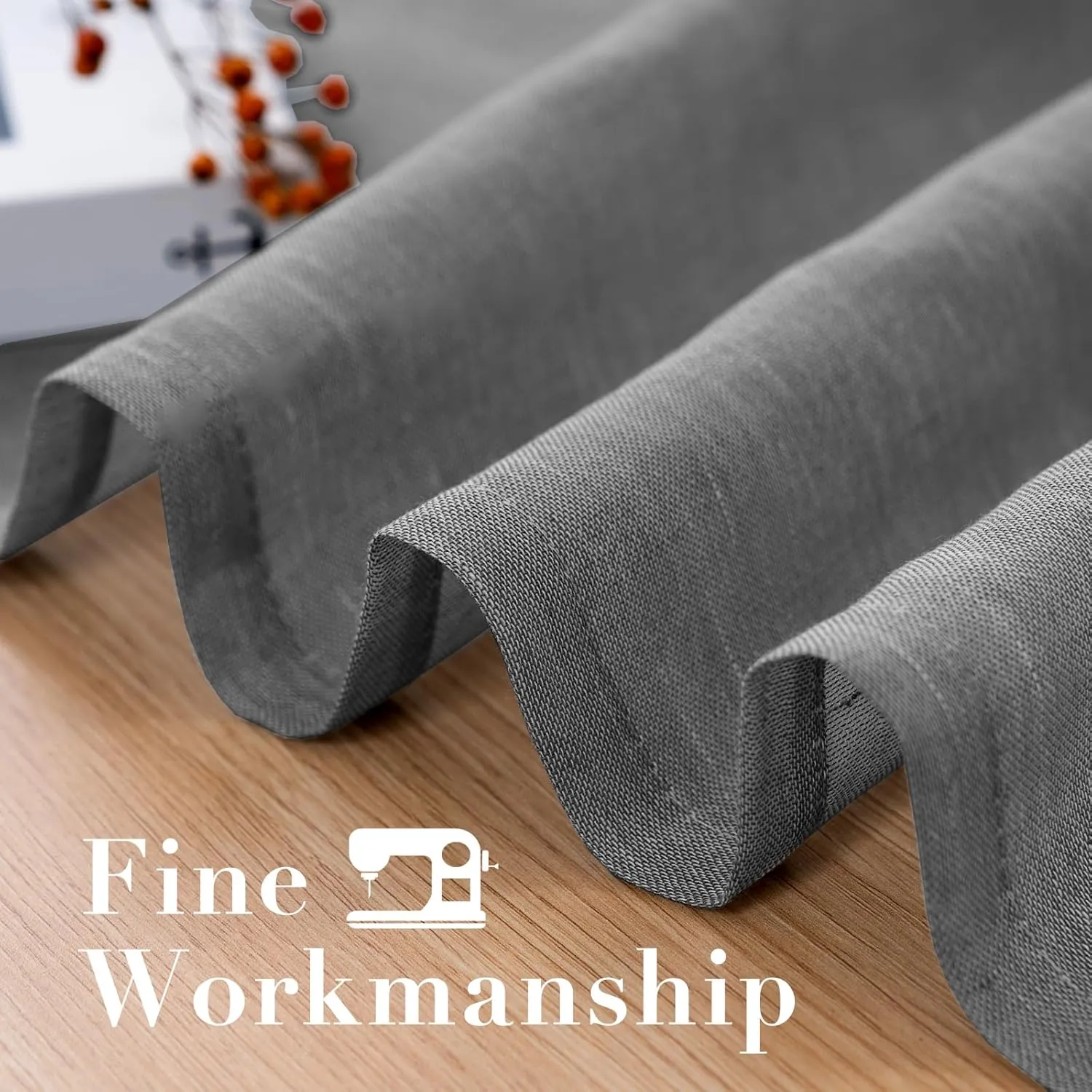H.VERSAILTEX Linen Curtains Flax Linen Blended Curtain Panels for Living Room/Bedroom Semi Sheer Privacy Curtains 84 inch Length 2 Panels Set Nickel Grommet Window Drapes(Set of 2, Charcoal Grey)