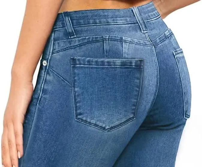 Hybrid & Company Women's Slim Fit Super Stretch Denim Capri Shorts