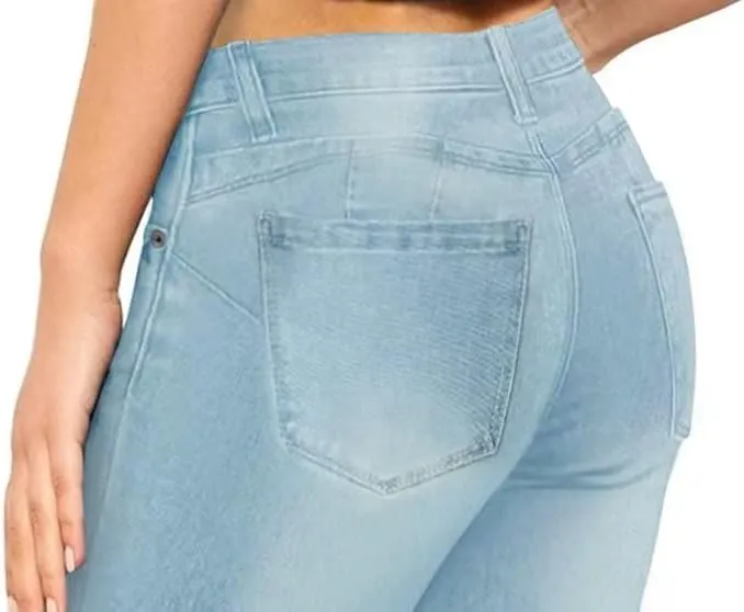 Hybrid & Company Women's Slim Fit Super Stretch Denim Capri Shorts
