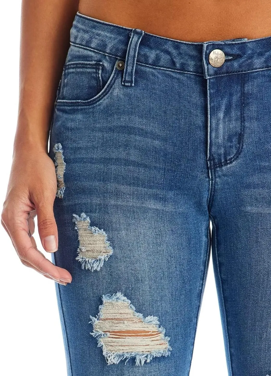 Hybrid & Company Women's Slim Fit Super Stretch Denim Capri Shorts