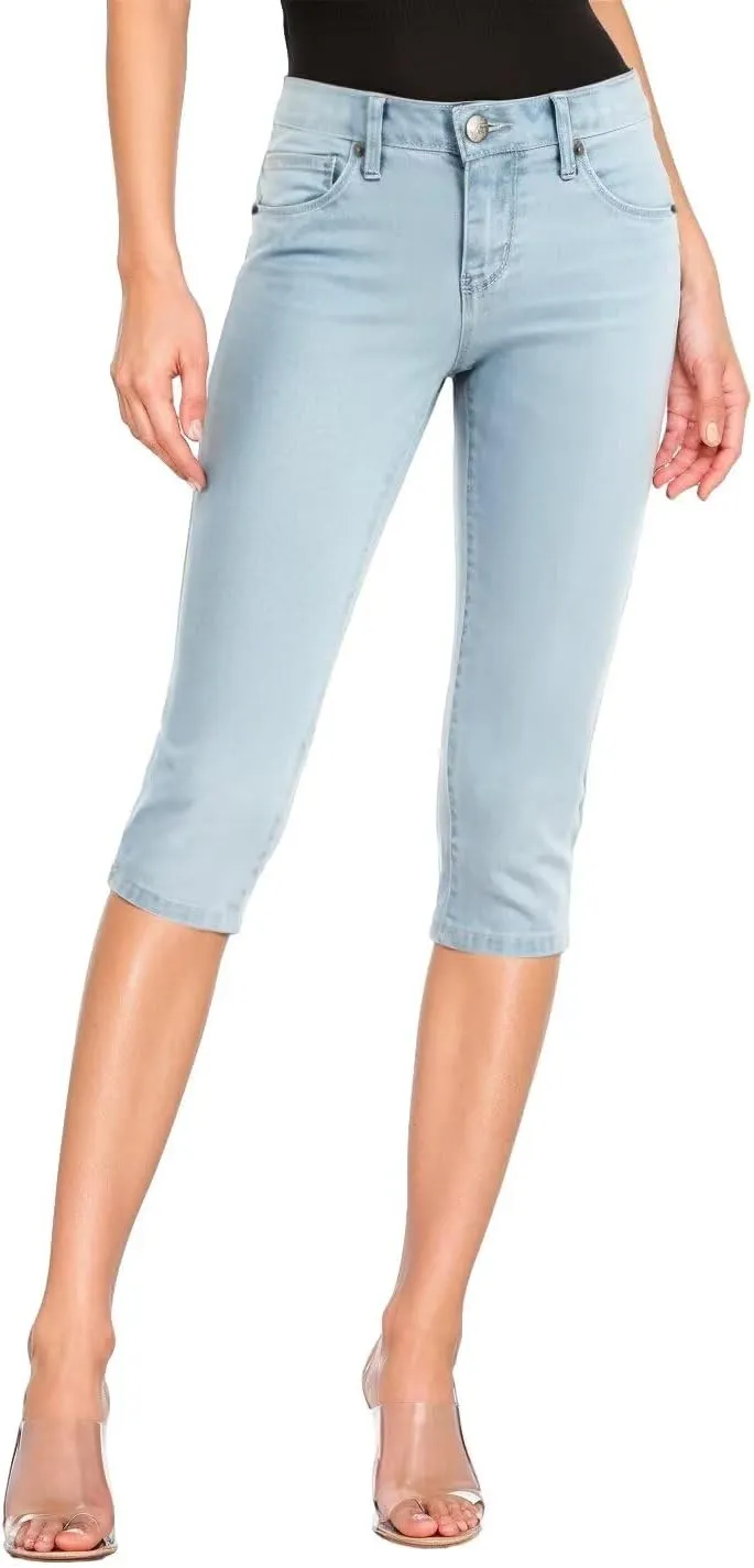 Hybrid & Company Women's Slim Fit Super Stretch Denim Capri Shorts