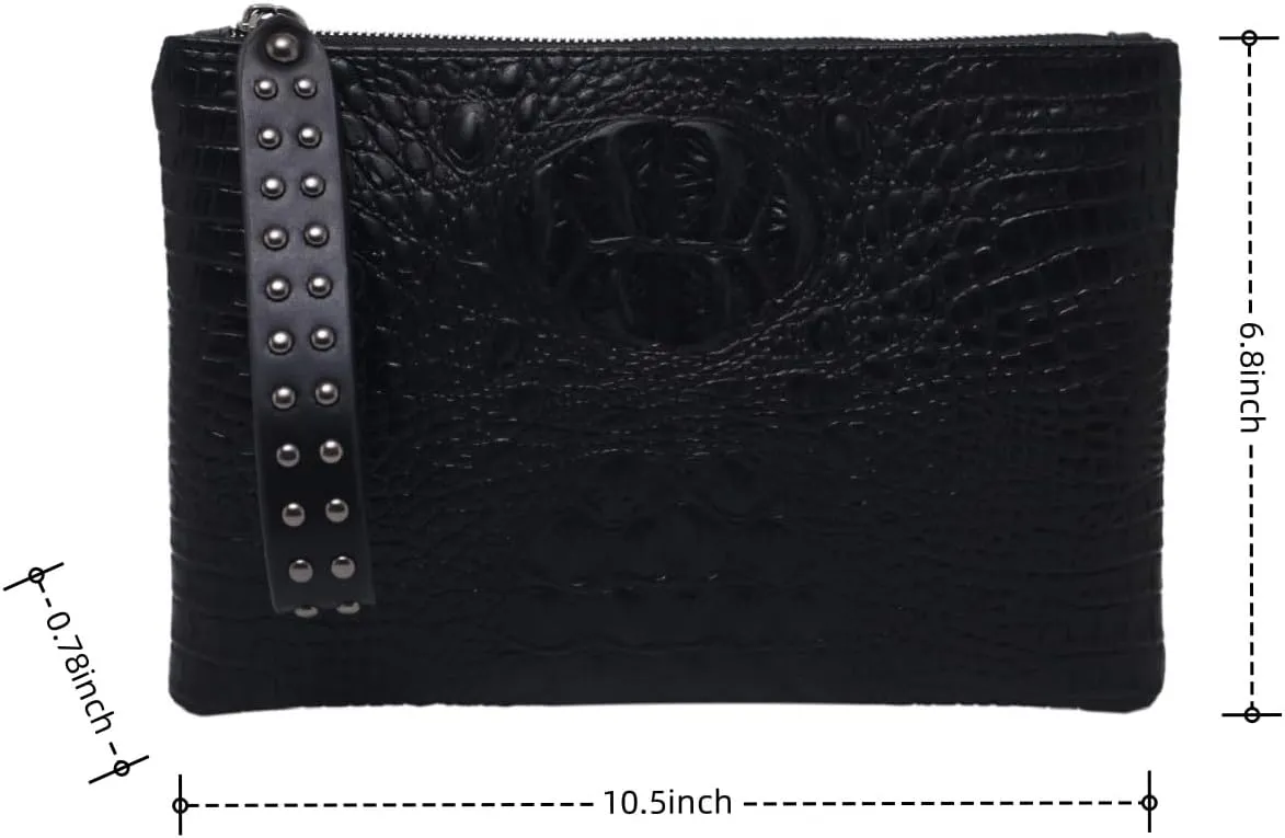 IAMUHI Women Faux Leather Crocodile Envelope Clutch Bag Wristlet Zipper Evening Handbag Wallet Purse