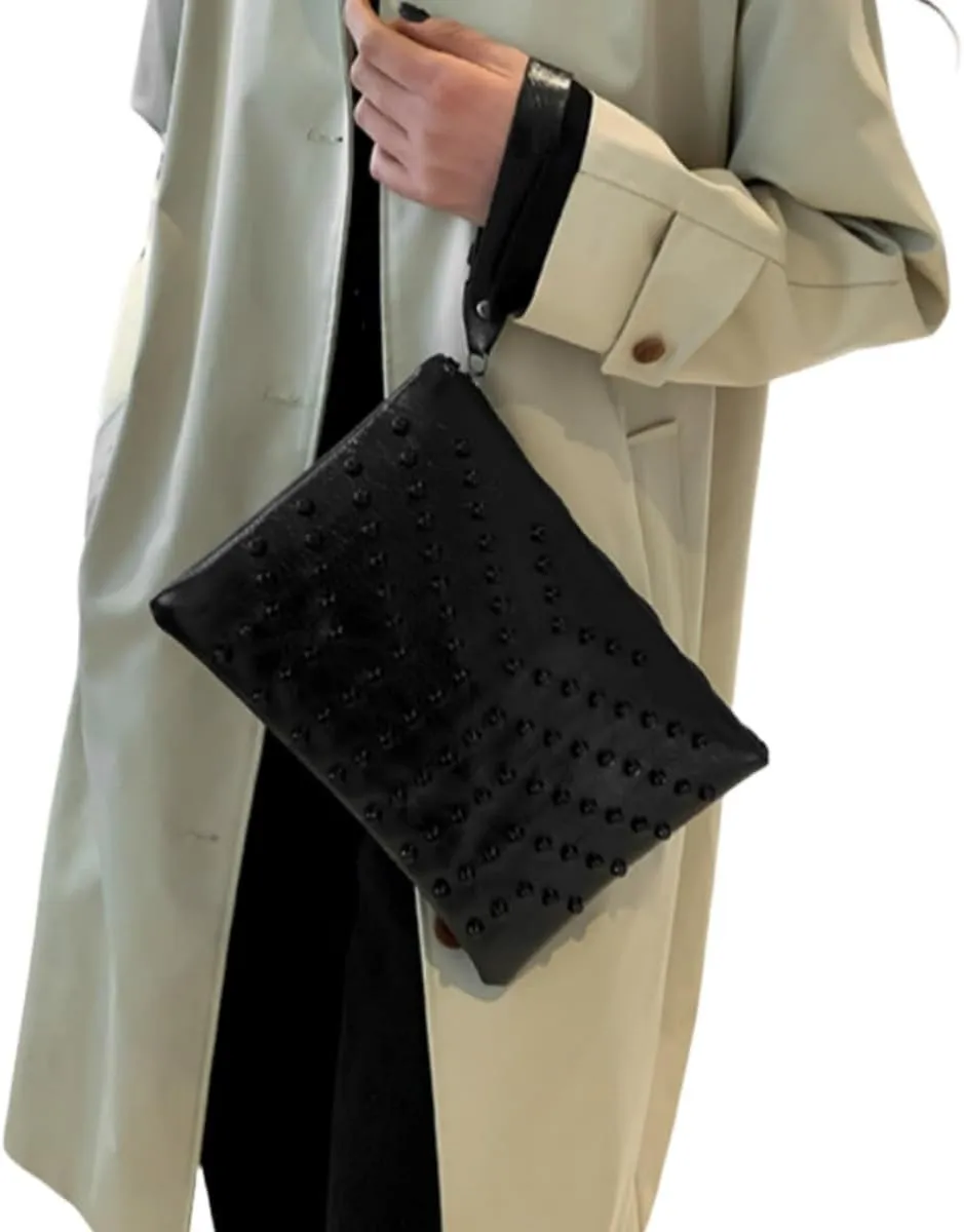 IAMUHI Women Faux Leather Crocodile Envelope Clutch Bag Wristlet Zipper Evening Handbag Wallet Purse