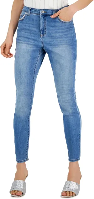 I.N.C. International Concepts Womens Embellished High Rise Skinny Jeans Dark Indigo 6