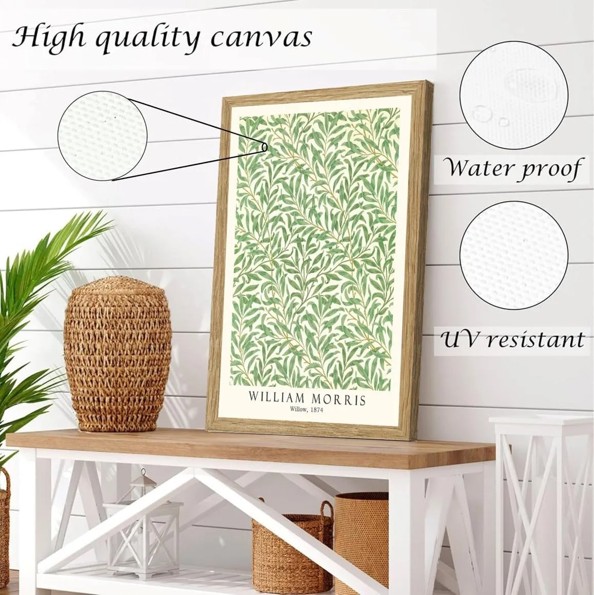 Induslyfe Framed Grass Wall Art Canvas Decor Set of 3, Matisse Wall Art Framed Prints Posters Mid Century Modern Art, Gogh Morris Floral Botanical wall art living room, bathroom, bedroom 12x16
