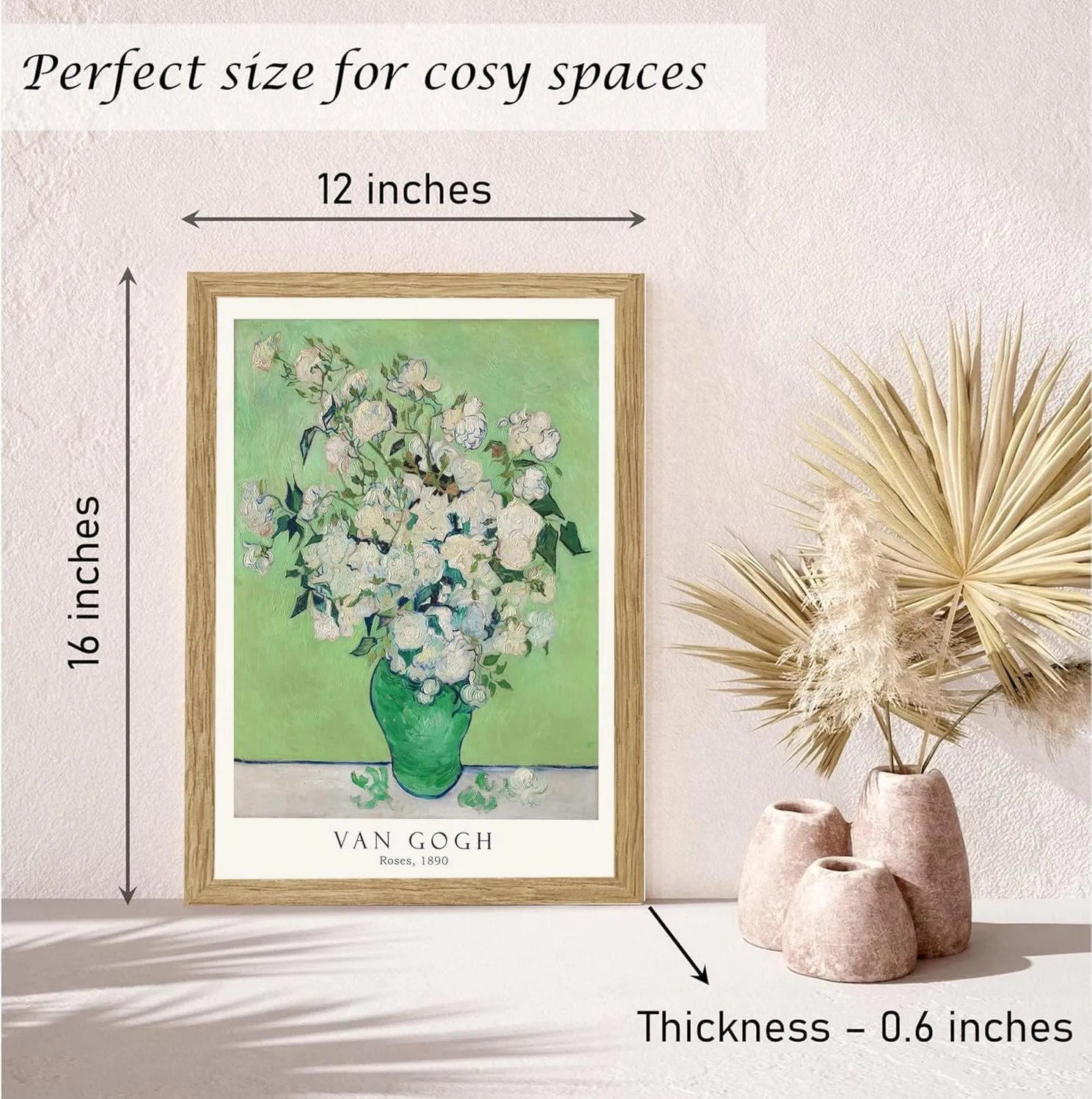 Induslyfe Framed Grass Wall Art Canvas Decor Set of 3, Matisse Wall Art Framed Prints Posters Mid Century Modern Art, Gogh Morris Floral Botanical wall art living room, bathroom, bedroom 12x16