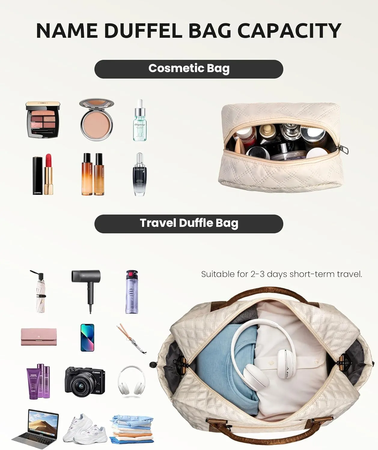 Initial Duffle Travel Bag, Personalized Weekender Bag with Shoulder Strap, Monogram Overnight Bag for Women Wet Pocket, Letter Travel Bag with Makeup Bag Gifts for family (Letter Z)
