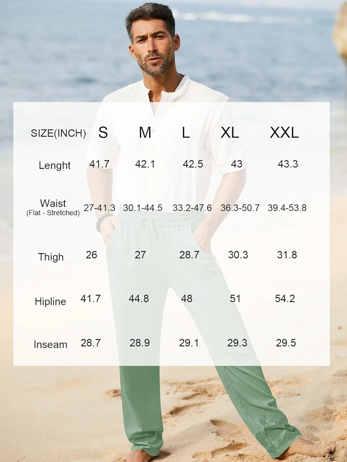 iWoo Linen Pants Men Casual 2025 Summer Beach Elastic Drawstring Waist Yoga Pants Travel Baggy Work Pant Pajama
