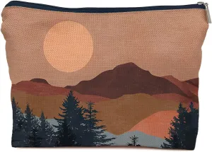 IWXYI Boho Mountain Sun forest Cosmetic Bag,Neutral Boho Mid-Century Sun Women's Makeup Make Up Bag Zipper Pouch Travel Toiletry Gifts For Women Teenage Girls Boho Lover