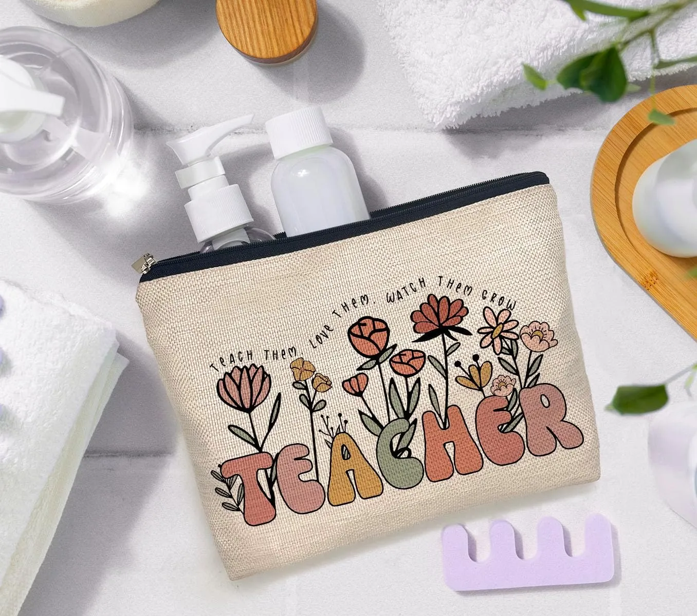 IWXYI Teacher's Gifts: Women's Makeup Bag - Zipper Pouch Toiletry & Travel Gifts for Teacher Appreciation