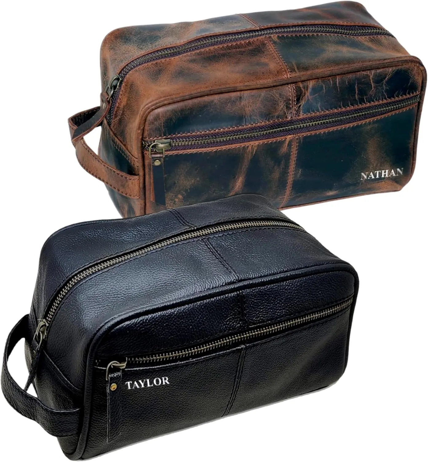 jaald Personalized Genuine Leather Toiletry Bag for Men - Dopp Kit Gift with Embossing Options, Ideal Birthday, Anniversary, Wedding, Father & Groomsmen Gift, Travel bag, Shaving bag