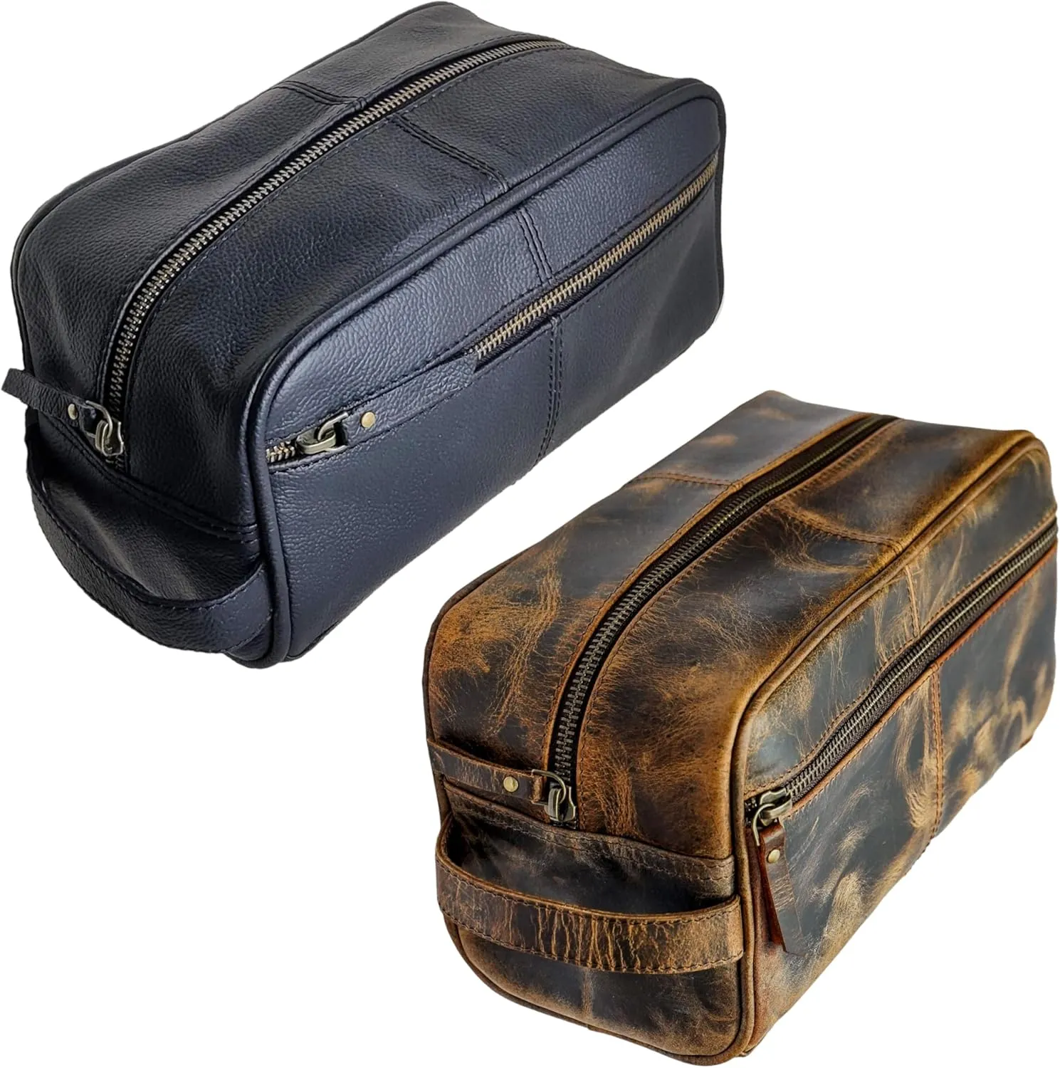 jaald Personalized Genuine Leather Toiletry Bag for Men - Dopp Kit Gift with Embossing Options, Ideal Birthday, Anniversary, Wedding, Father & Groomsmen Gift, Travel bag, Shaving bag