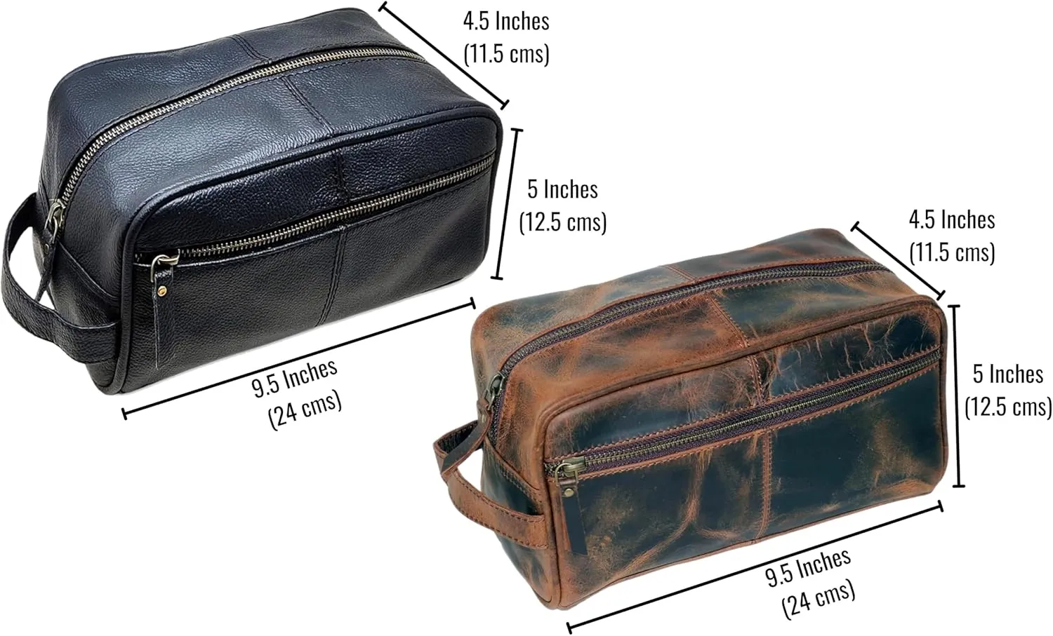 jaald Personalized Genuine Leather Toiletry Bag for Men - Dopp Kit Gift with Embossing Options, Ideal Birthday, Anniversary, Wedding, Father & Groomsmen Gift, Travel bag, Shaving bag