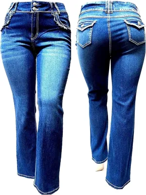 Jack David Y&F Womens Plus Size Curvy Stretch Relaxed Fit Straight/Skinny/Bootcut Denim Jeans Pants