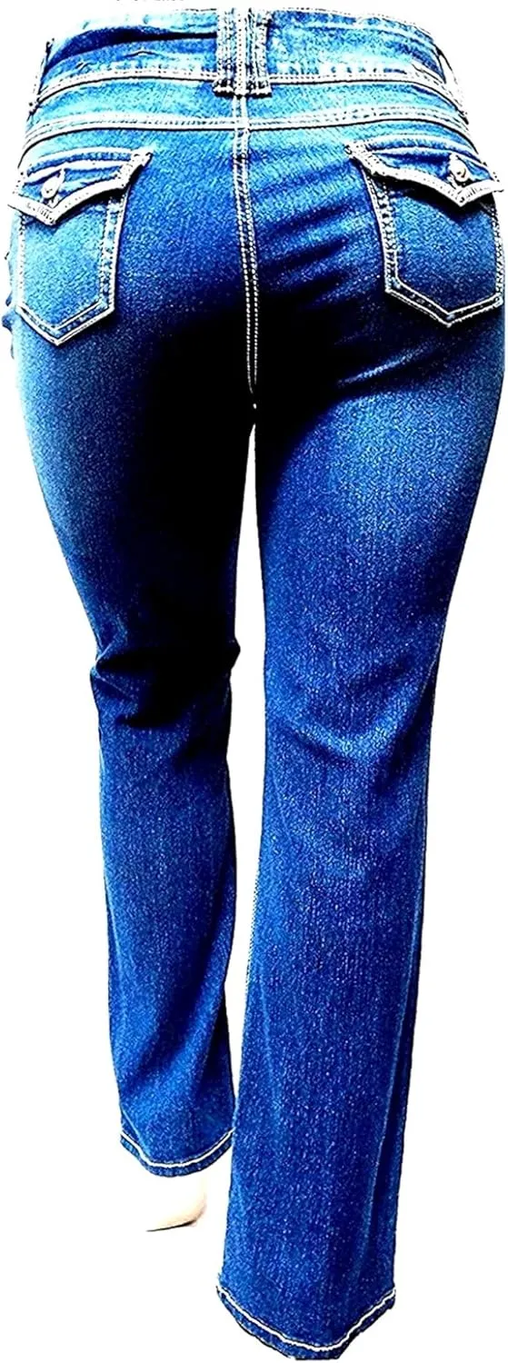 Jack David Y&F Womens Plus Size Curvy Stretch Relaxed Fit Straight/Skinny/Bootcut Denim Jeans Pants