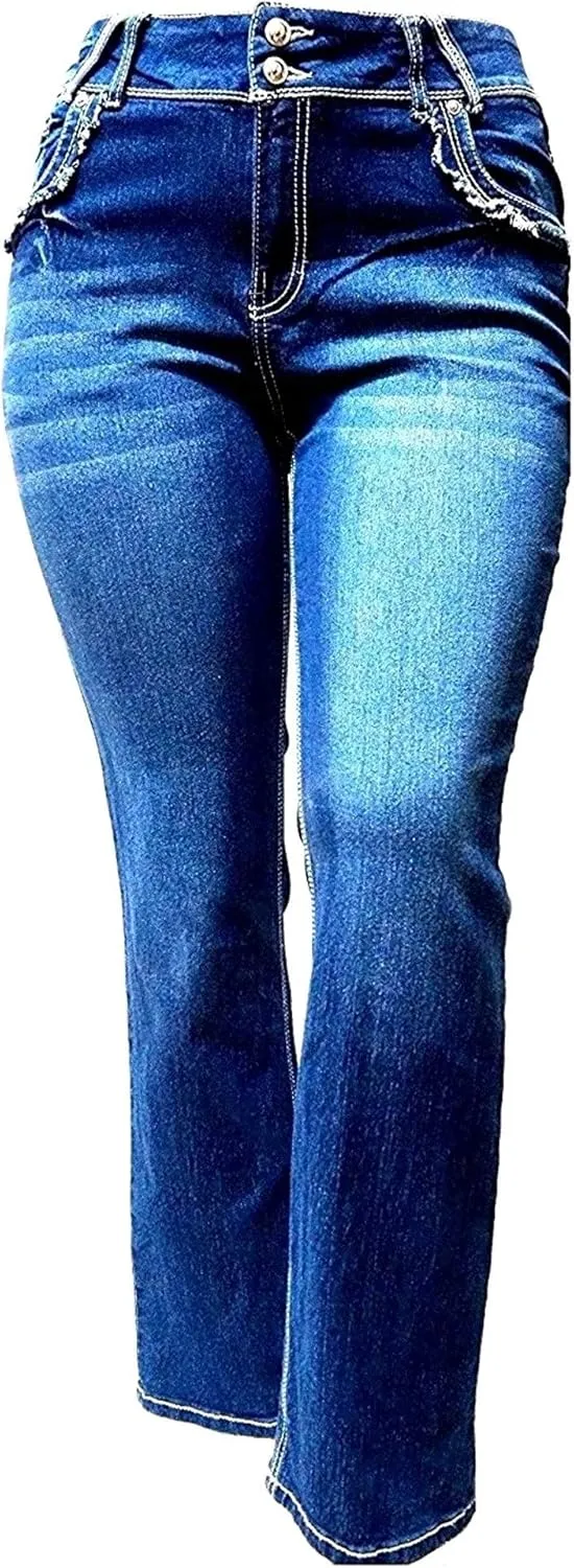 Jack David Y&F Womens Plus Size Curvy Stretch Relaxed Fit Straight/Skinny/Bootcut Denim Jeans Pants