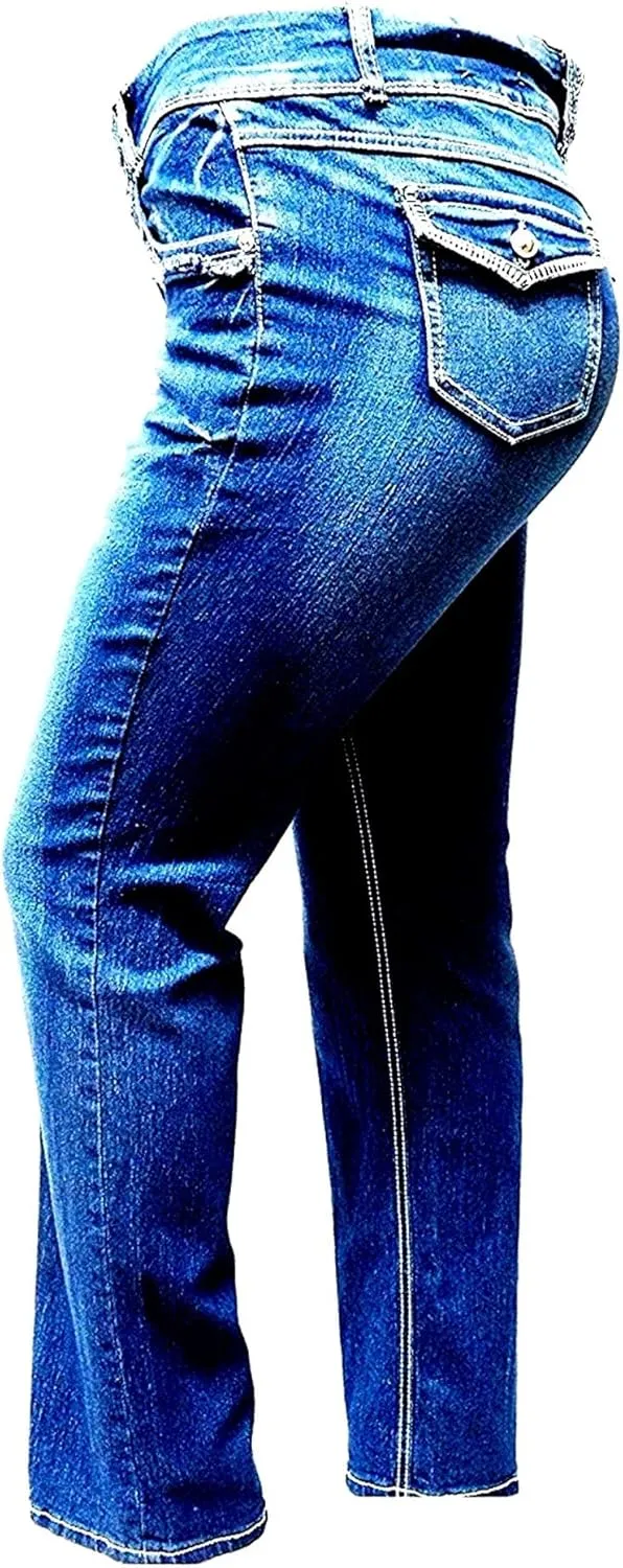 Jack David Y&F Womens Plus Size Curvy Stretch Relaxed Fit Straight/Skinny/Bootcut Denim Jeans Pants