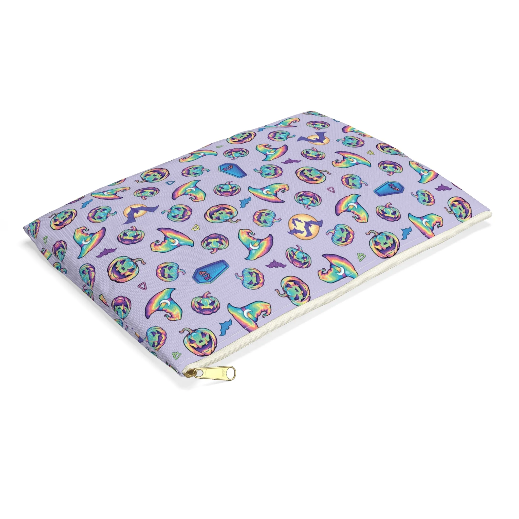 Jack-o’-Lanterns, Bats & Witch Hats Accessory Pouch - Violet