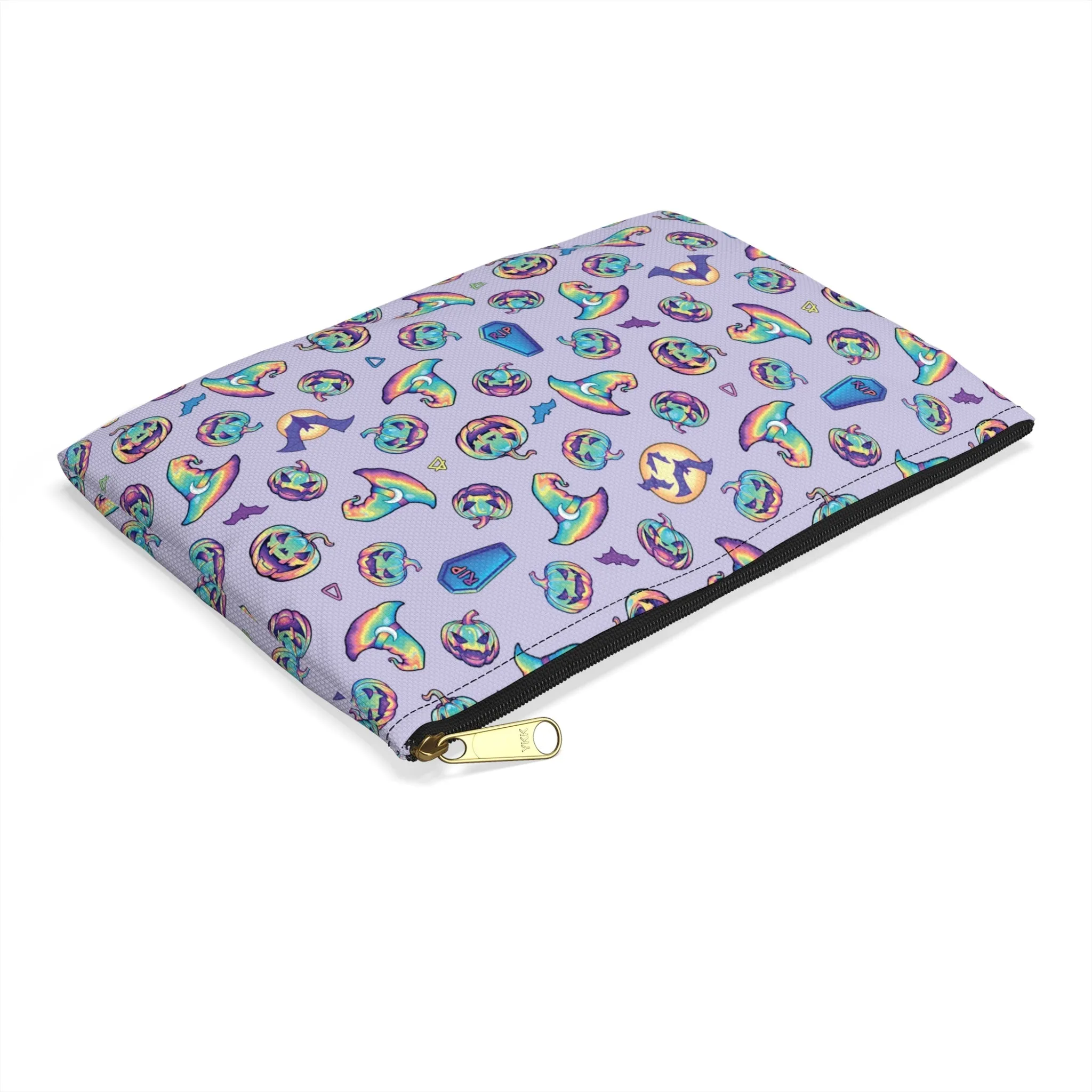 Jack-o’-Lanterns, Bats & Witch Hats Accessory Pouch - Violet