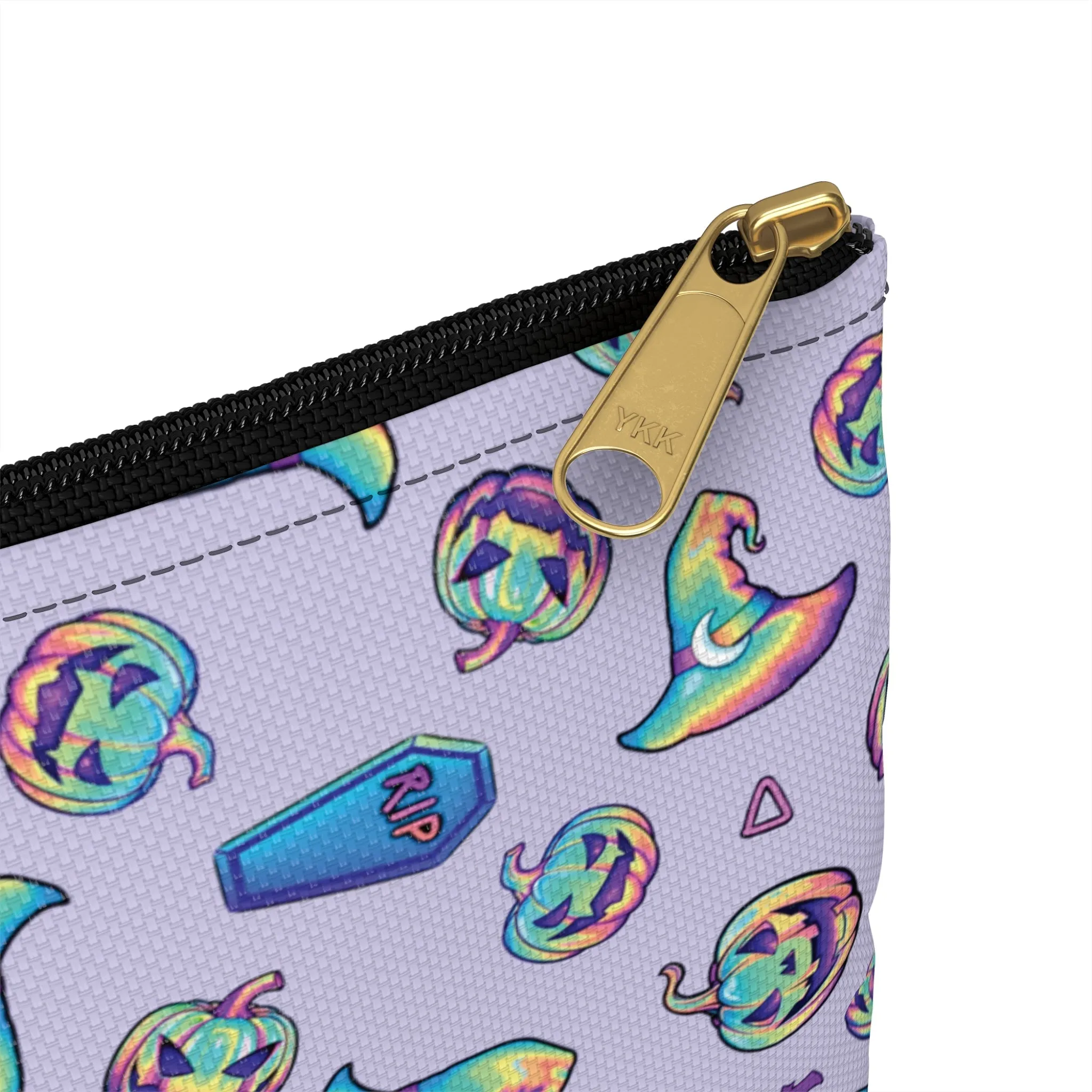 Jack-o’-Lanterns, Bats & Witch Hats Accessory Pouch - Violet