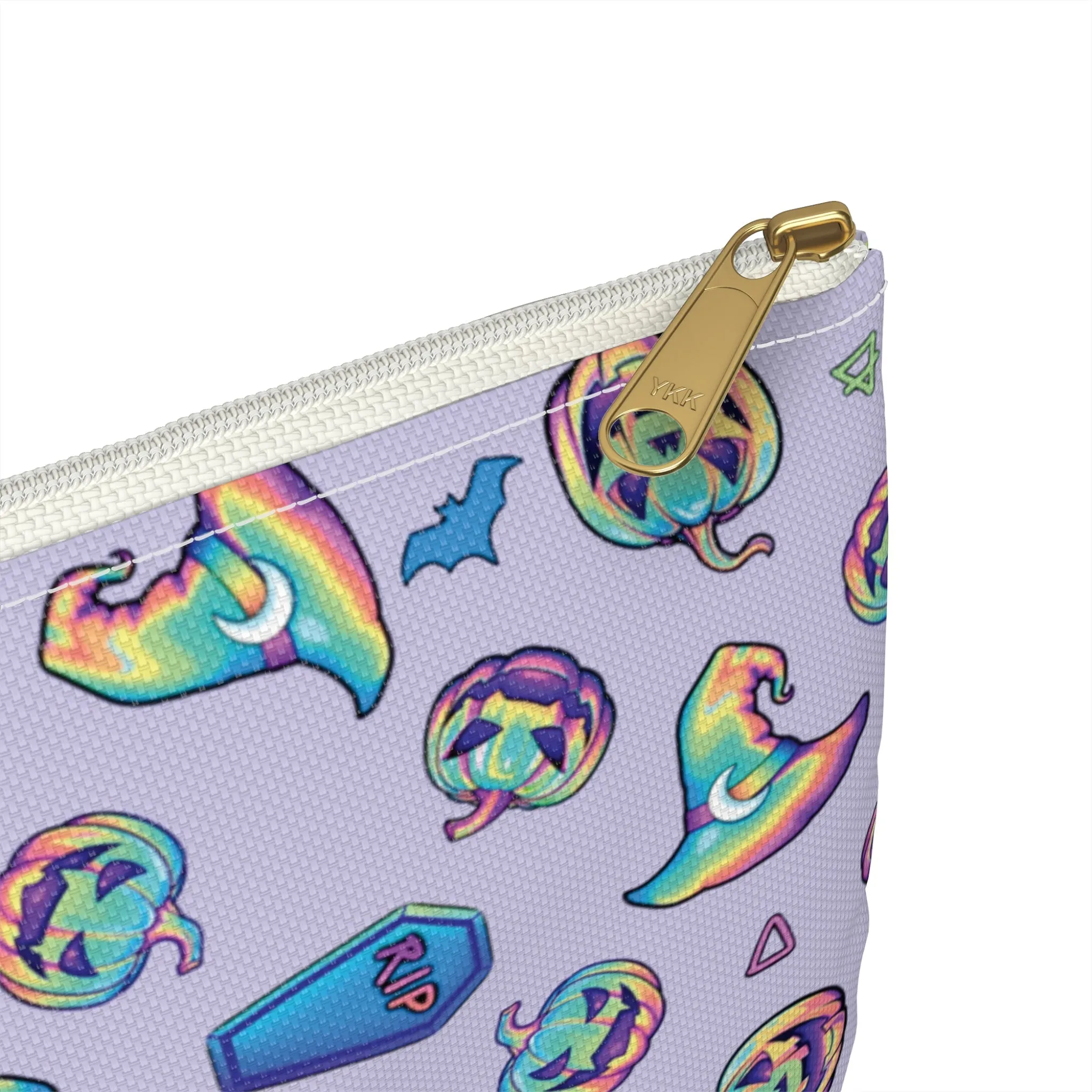 Jack-o’-Lanterns, Bats & Witch Hats Accessory Pouch - Violet