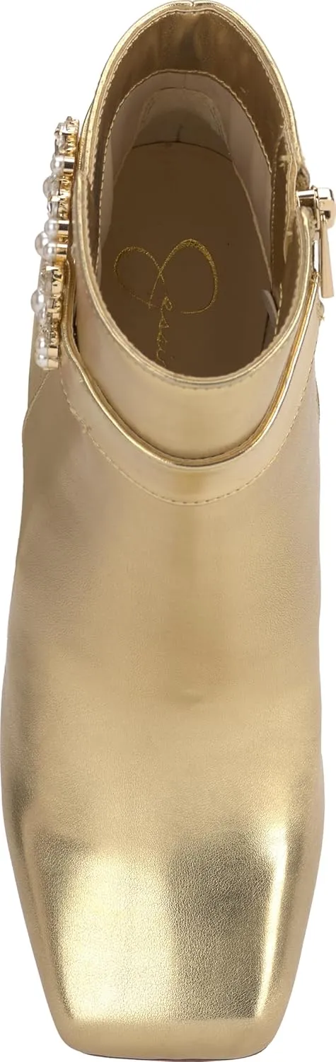 Jessica Simpson Womens Luminna Suede Rhinestone Booties