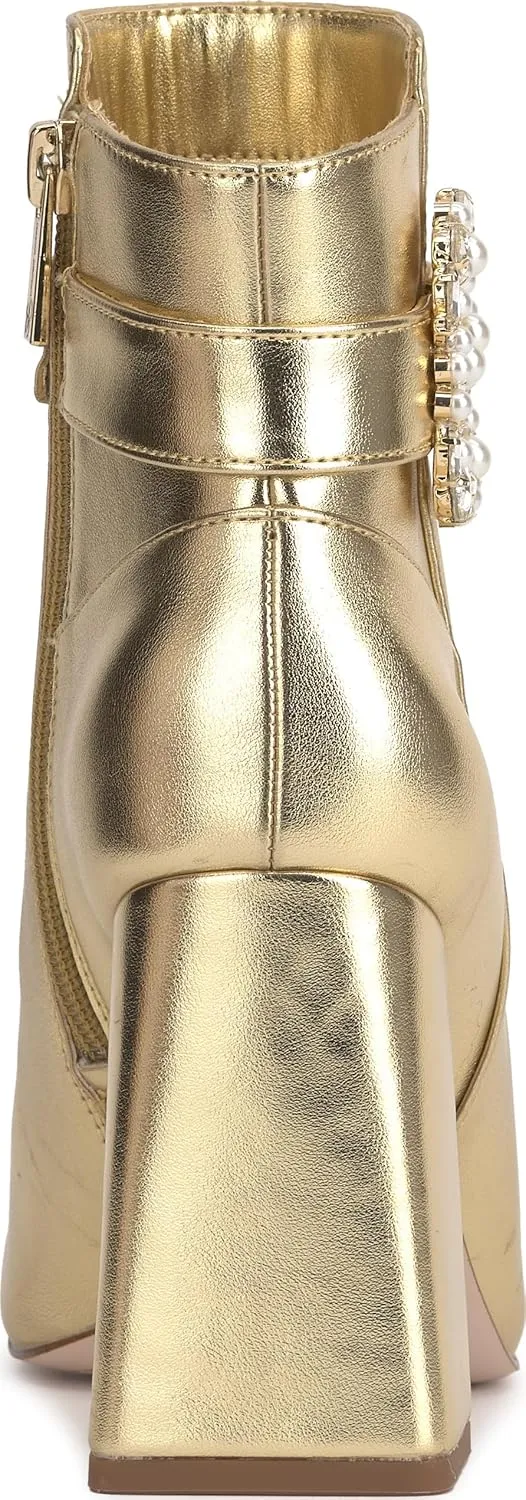 Jessica Simpson Womens Luminna Suede Rhinestone Booties
