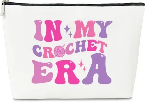 JioJio Chan Crochet Gifts Makeup Bag, Knitting Gifts for Lovers Knitters, Women, In My Crocher Era Cosmetic Bag for Purse