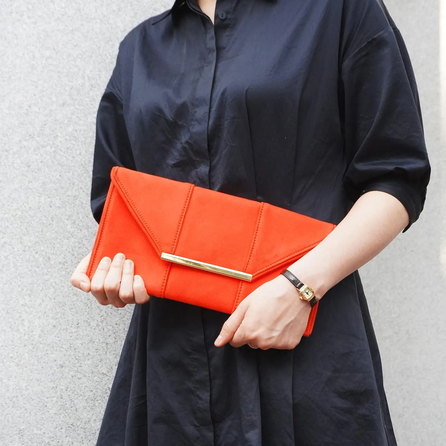 JNB Faux Microsuede Envelope Clutch