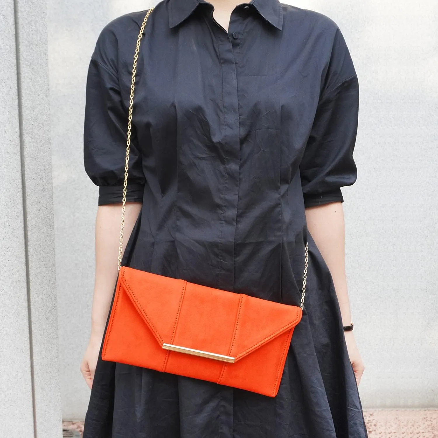 JNB Faux Microsuede Envelope Clutch