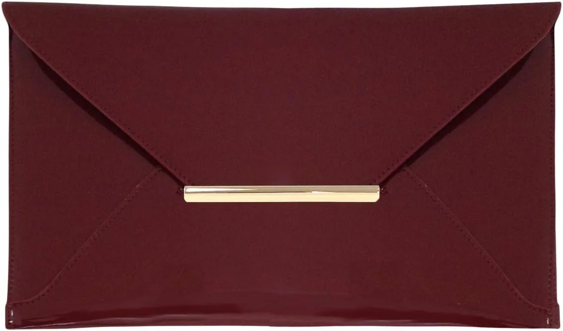 JNB Faux Patent Leather Envelope Candy Clutch Bag