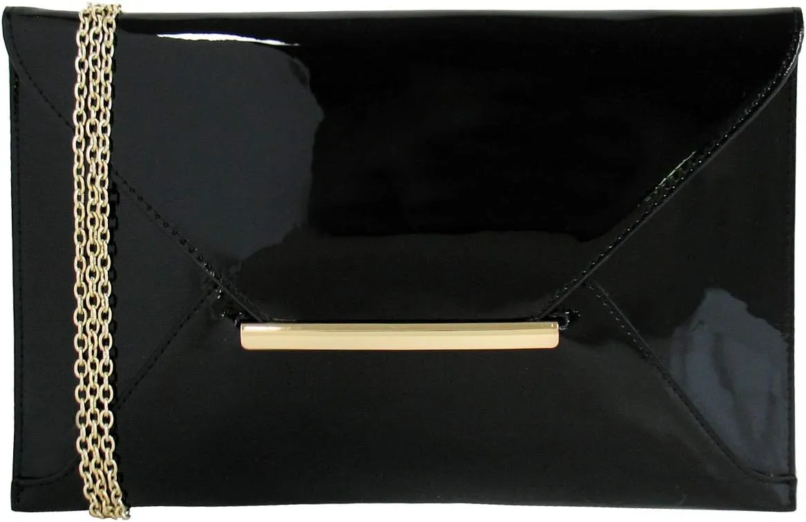 JNB Faux Patent Leather Envelope Candy Clutch Bag