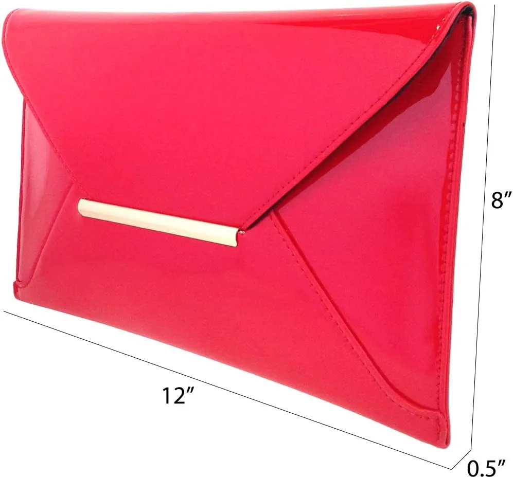 JNB Faux Patent Leather Envelope Candy Clutch Bag