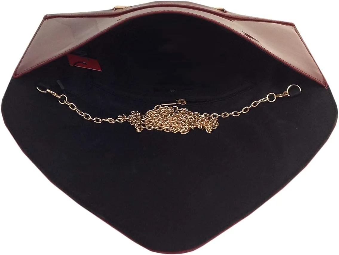 JNB Faux Patent Leather Envelope Candy Clutch Bag