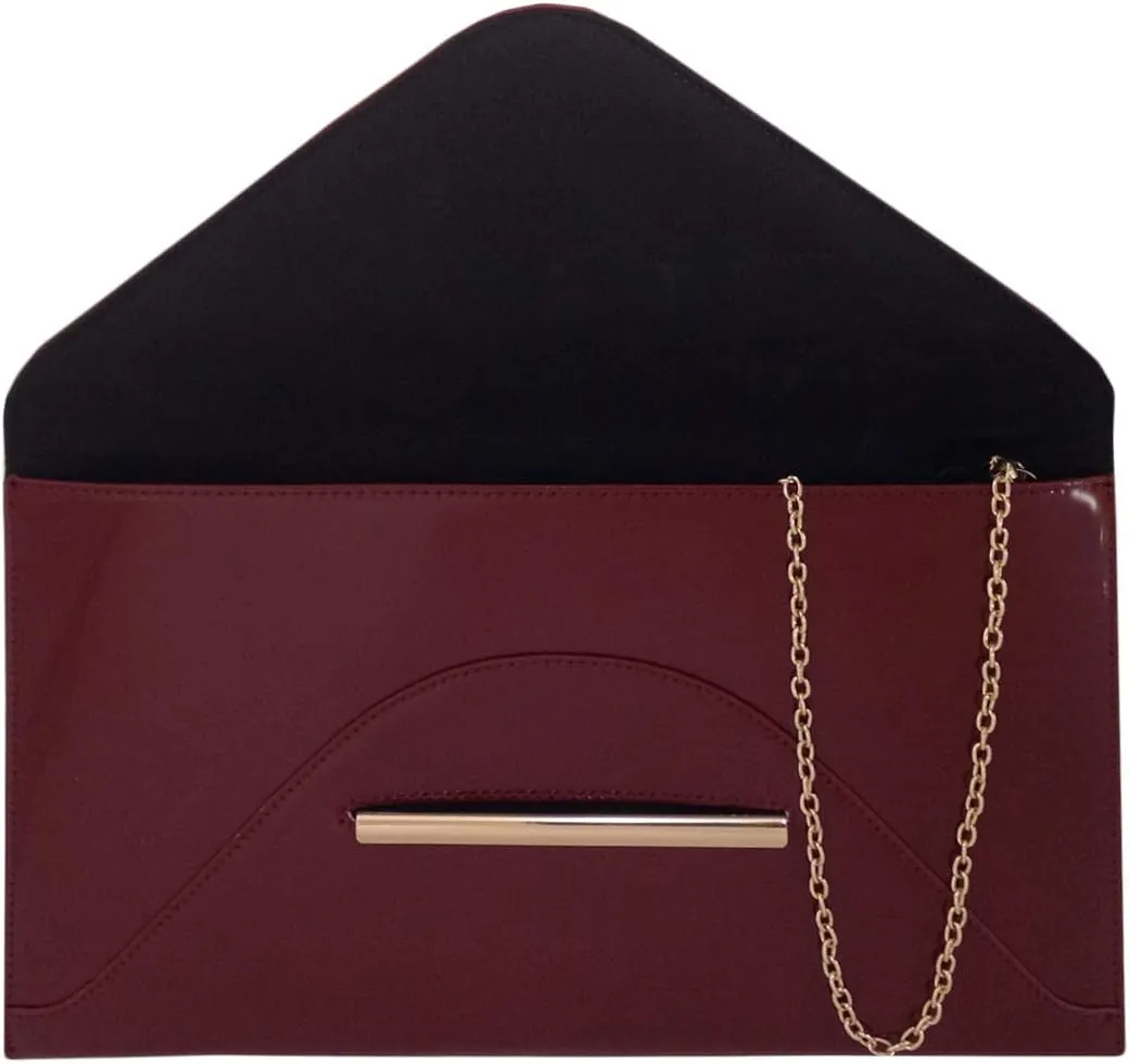 JNB Faux Patent Leather Envelope Candy Clutch Bag
