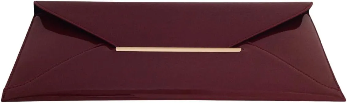 JNB Faux Patent Leather Envelope Candy Clutch Bag