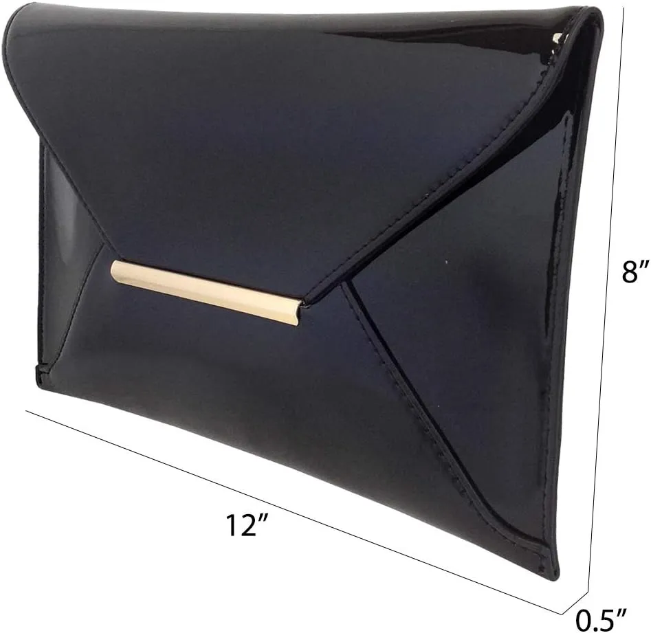 JNB Faux Patent Leather Envelope Candy Clutch Bag