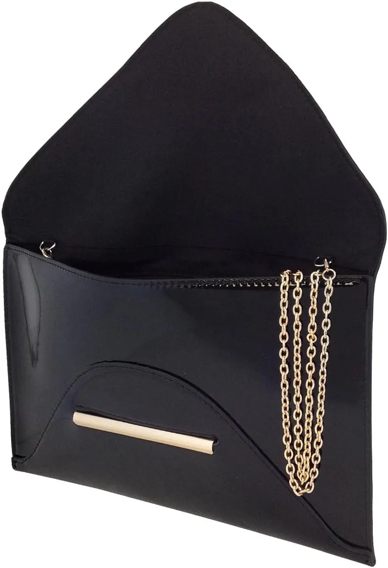 JNB Faux Patent Leather Envelope Candy Clutch Bag