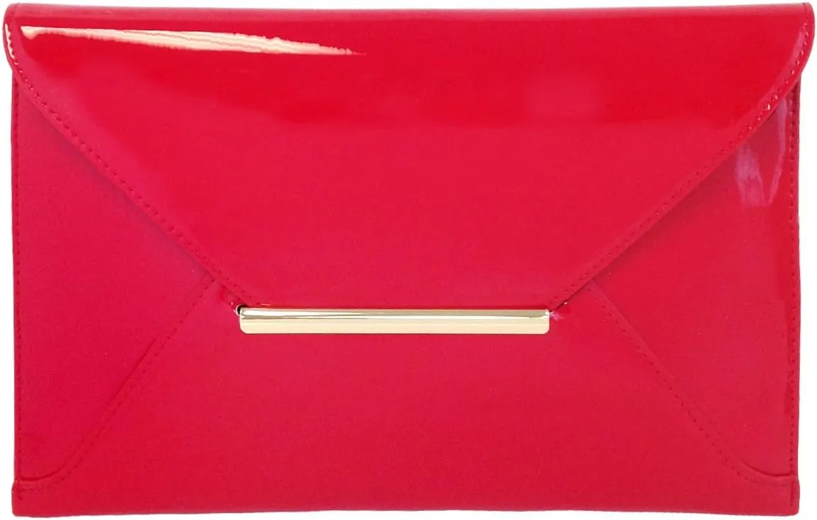 JNB Faux Patent Leather Envelope Candy Clutch Bag