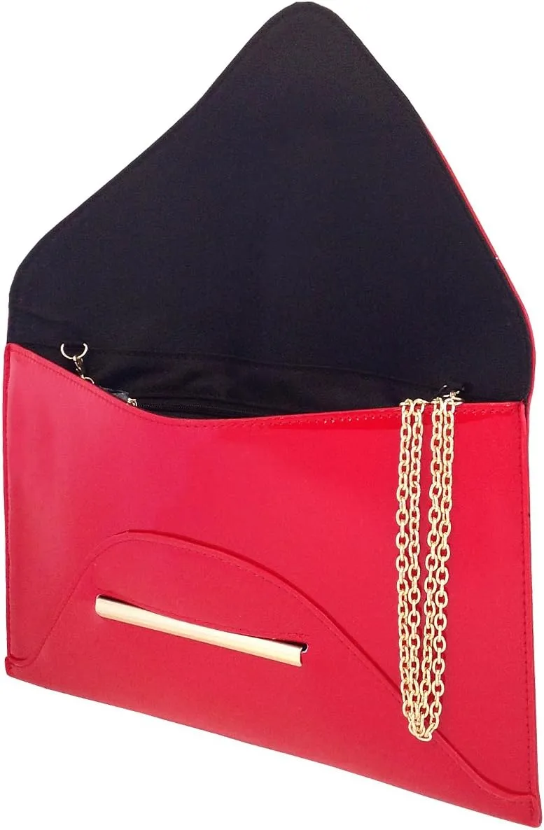 JNB Faux Patent Leather Envelope Candy Clutch Bag