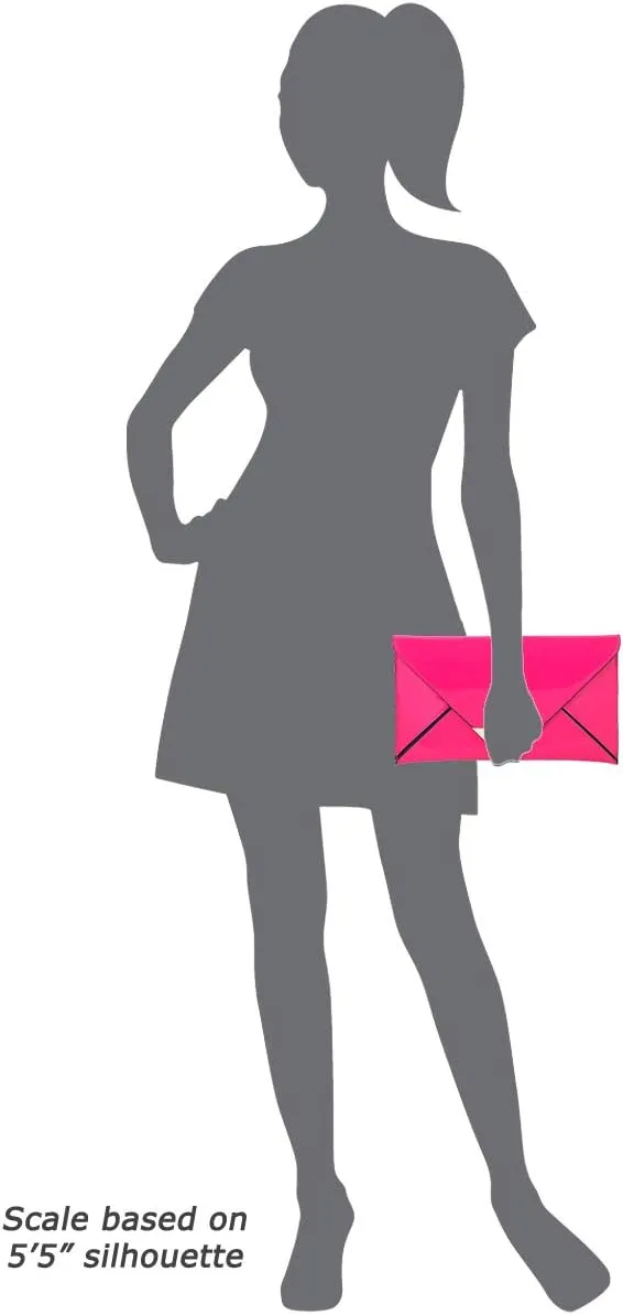 JNB Faux Patent Leather Glossy Envelope Clutch