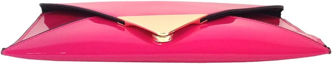 JNB Faux Patent Leather Glossy Envelope Clutch