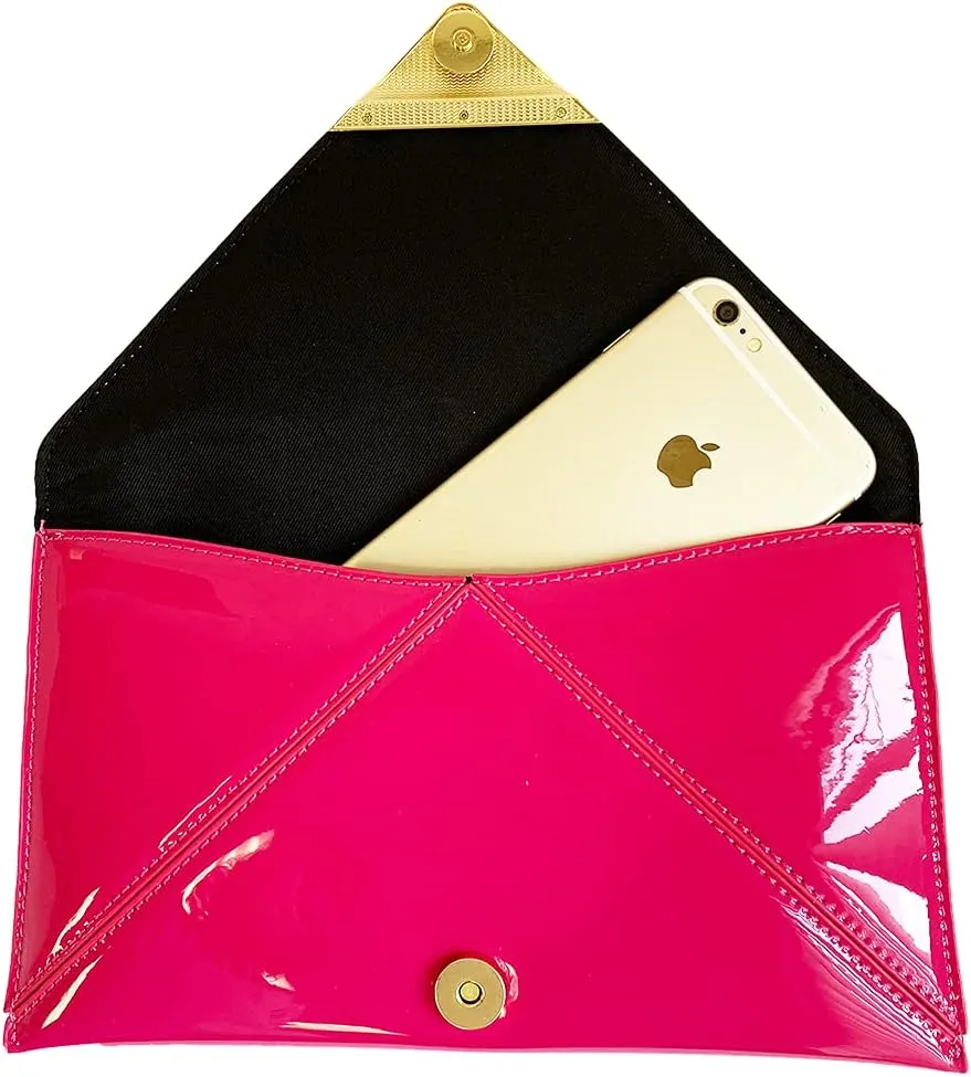 JNB Faux Patent Leather Glossy Envelope Clutch