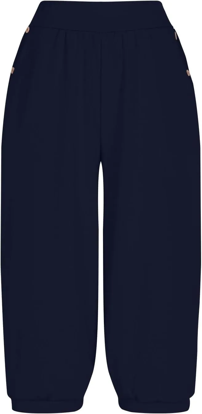 Jogger Capris for Women High Waisted Capri Pants Tummy Control Yoga Capris with Pockets Comfy Cropped Pants Trousers