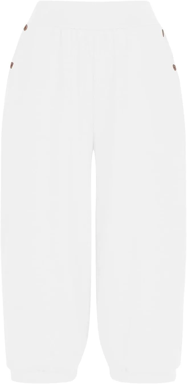 Jogger Capris for Women High Waisted Capri Pants Tummy Control Yoga Capris with Pockets Comfy Cropped Pants Trousers