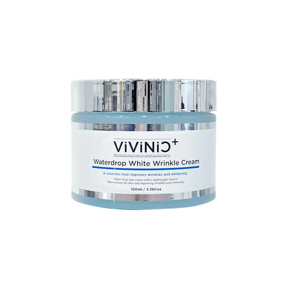 JooNoo Cosmetic Vivinic Waterdrop White Wrinkle Cream(3.38 fl.oz.) - Hydrating, Soothing, Moisturizing, Wrinkle Care Improvement, Hypoallergenic, Sensitive & Troubled Skin, No Sticky