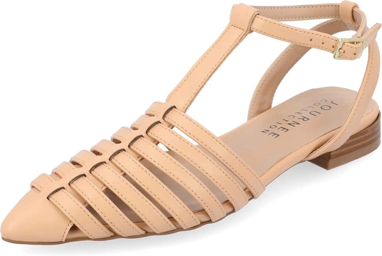 Journee Collection Womens Alivia Caged Faux Leather Slingback Sandals