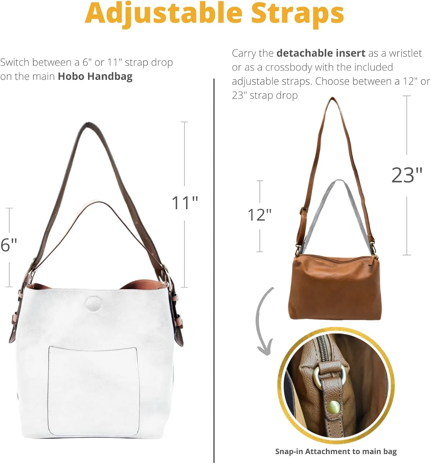 Joy Susan Womens Faux Leather: Hobo 2-in-1 Handbag