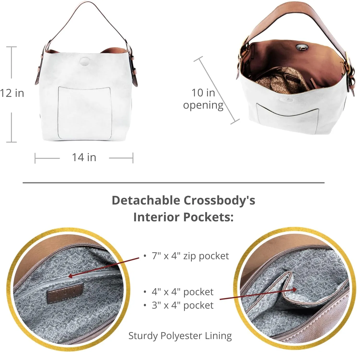 Joy Susan Womens Faux Leather: Hobo 2-in-1 Handbag