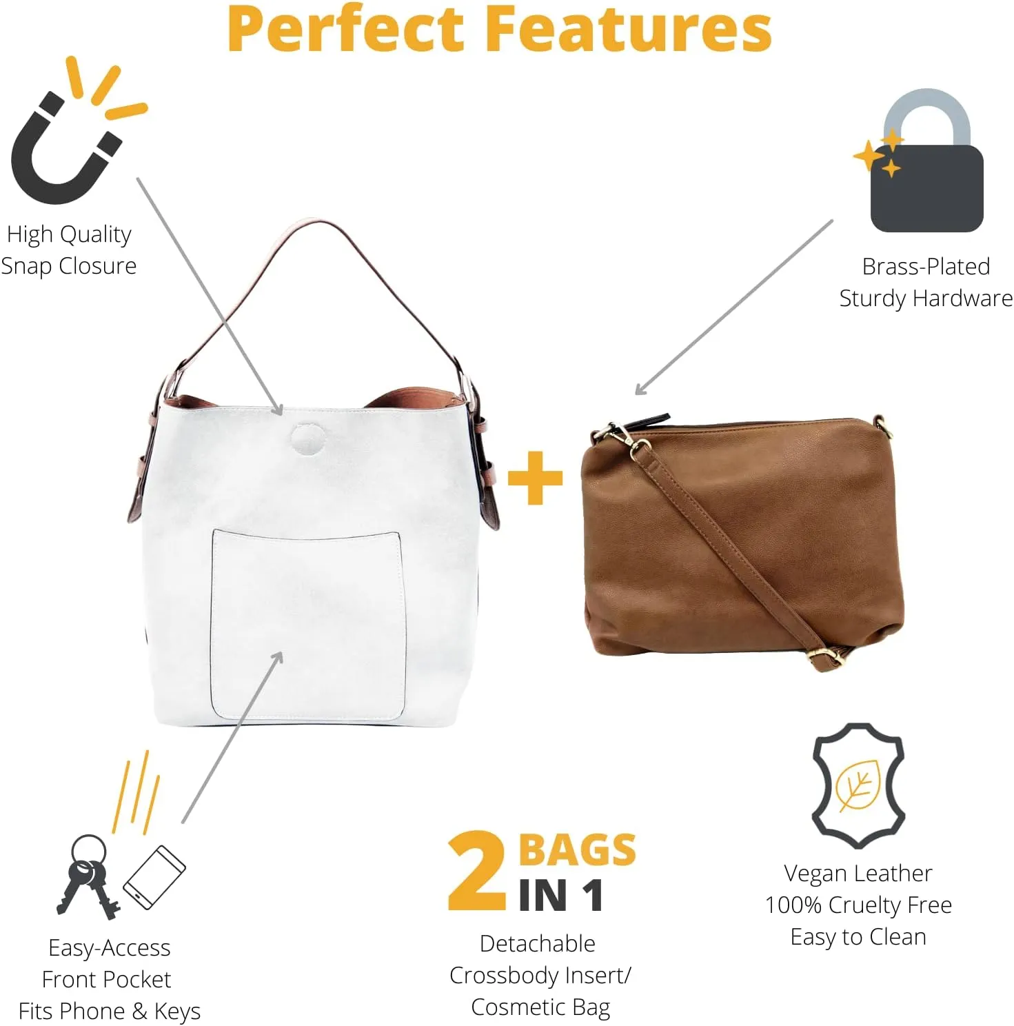 Joy Susan Womens Faux Leather: Hobo 2-in-1 Handbag